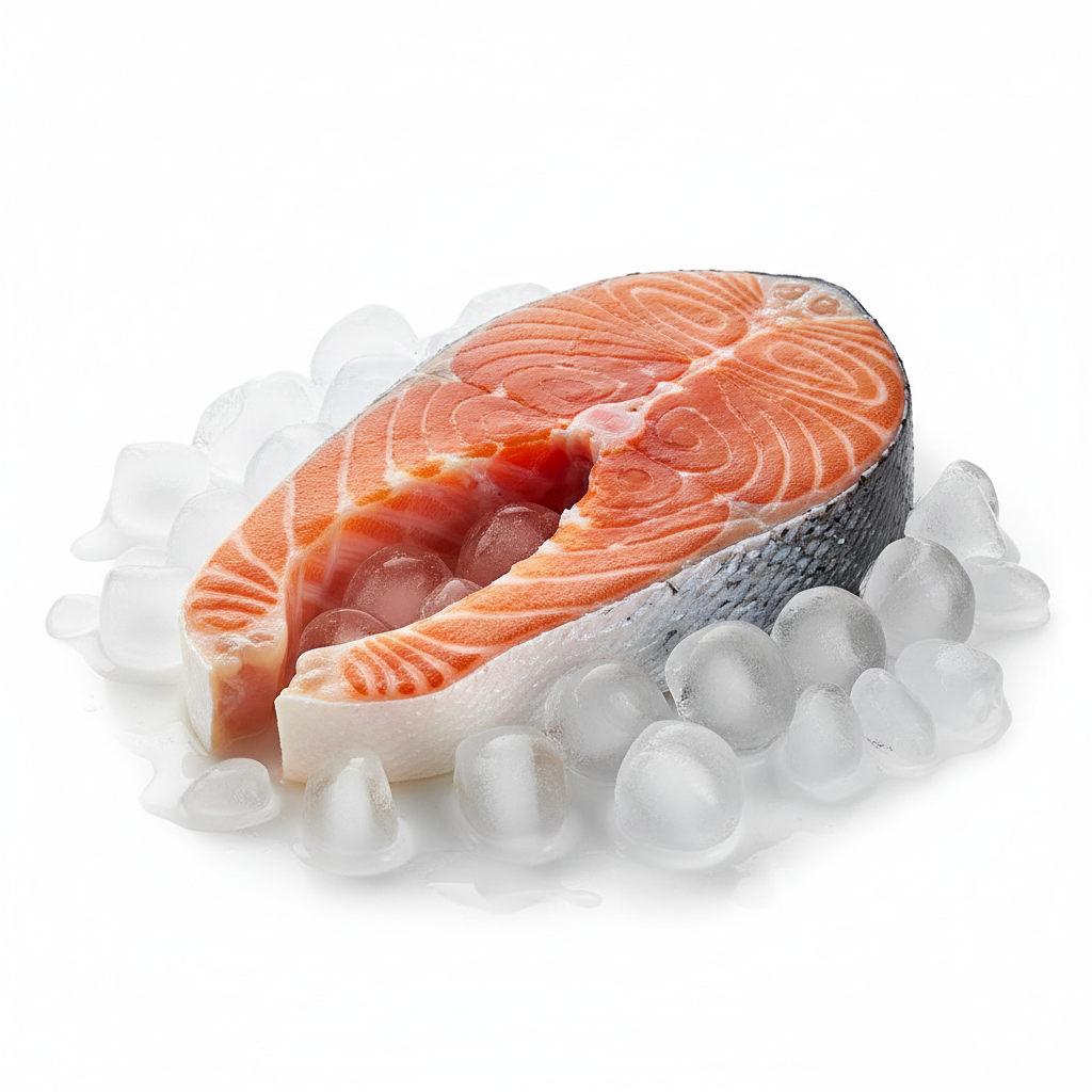 Fresh Atlantic Salmon Fillet on ice